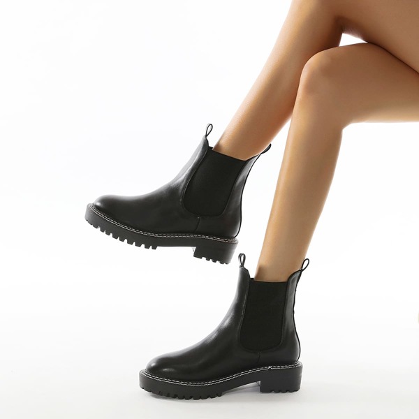 

Solid Slip-On Chelsea Boots, Black