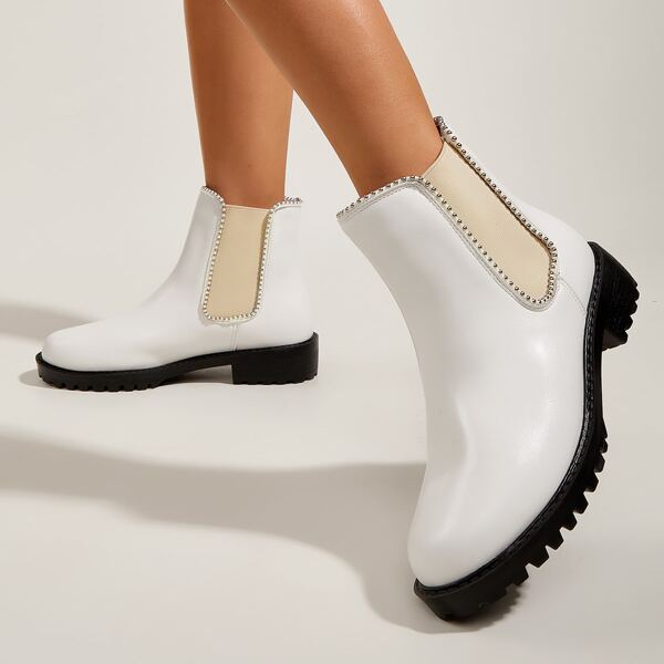 

Solid Slip-On Chelsea Boots, White