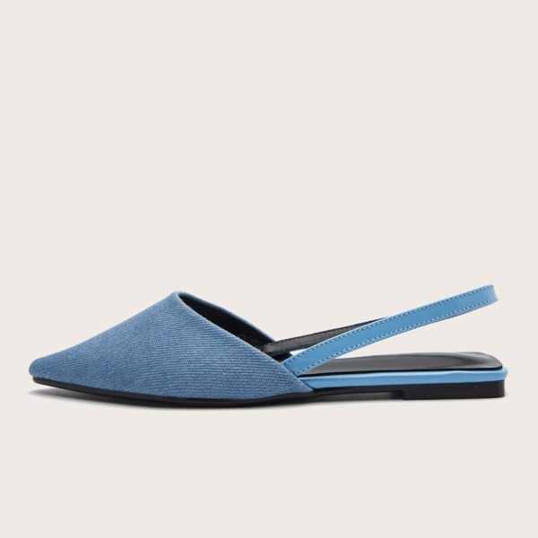 

Minimalist Point Toe Slingback Flats, Blue