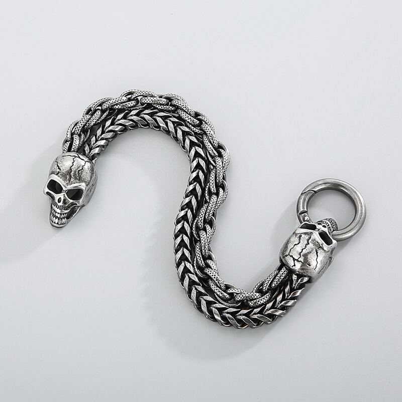 

Guys Skull Decor Bracelet, Gun black