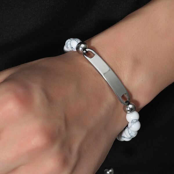 

Men Beaded Bracelet, White