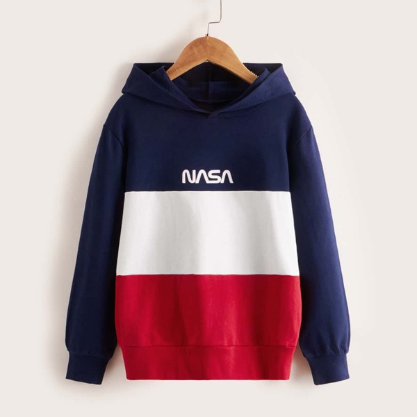 

Boys Letter Graphic Color Block Hoodie, Multicolor