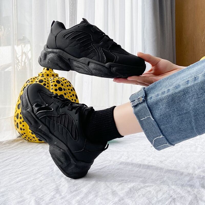 

Lace-up Front Chunky Sneakers, Black