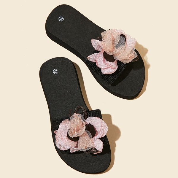 

Girls Applique Open Toe Slippers, Pink