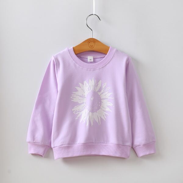 

Toddler Girls Sunflower Print Sweatshirt, Purple