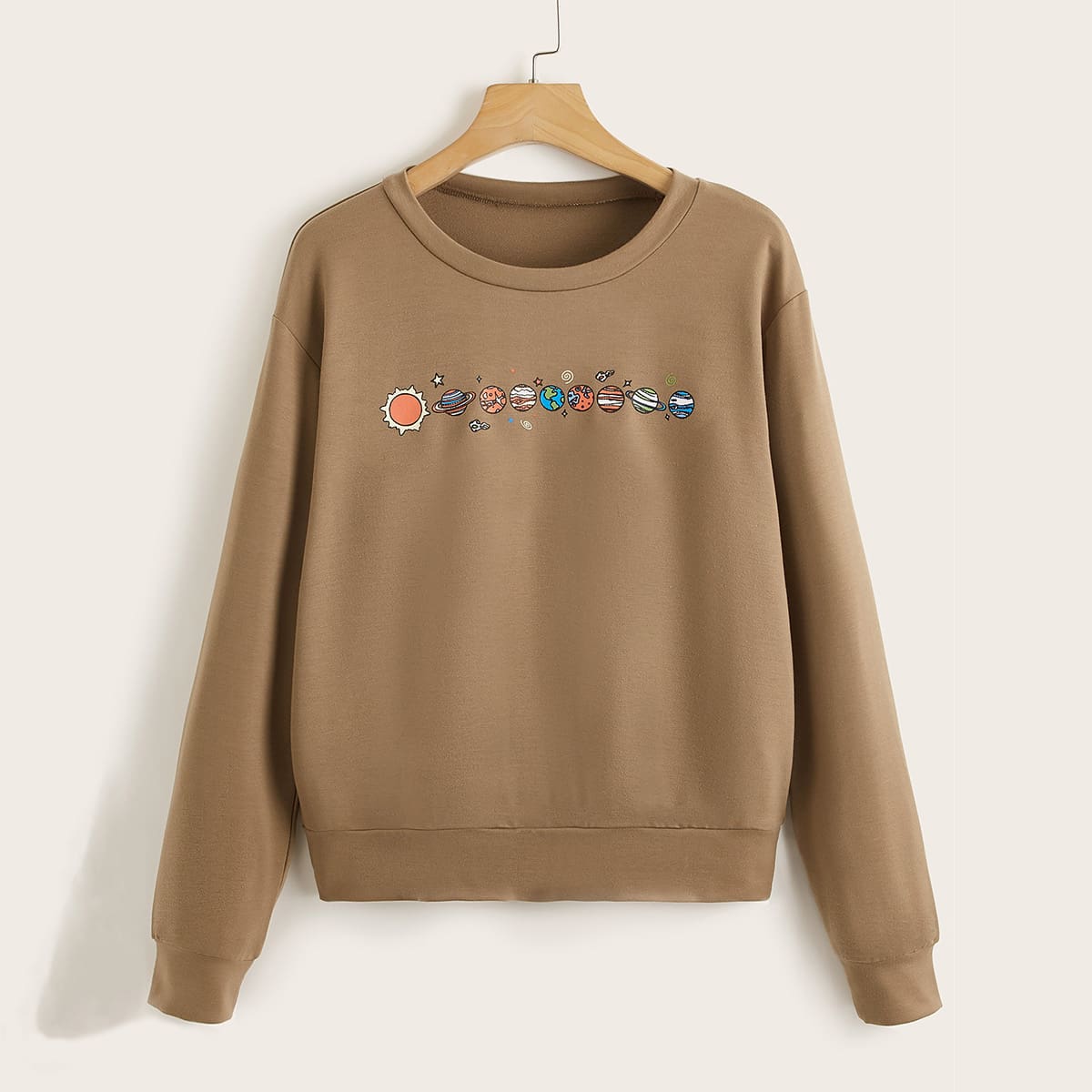 

Graphic Print Sweatshirt, Mocha brown