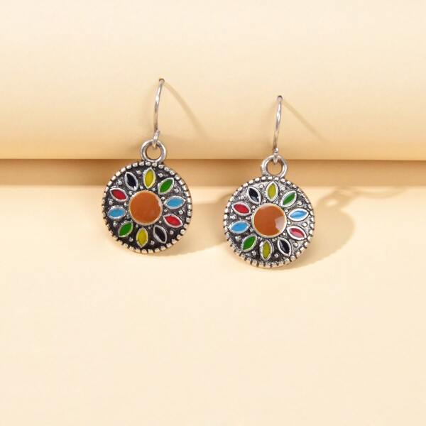 

Round Drop Earrings, Multicolor