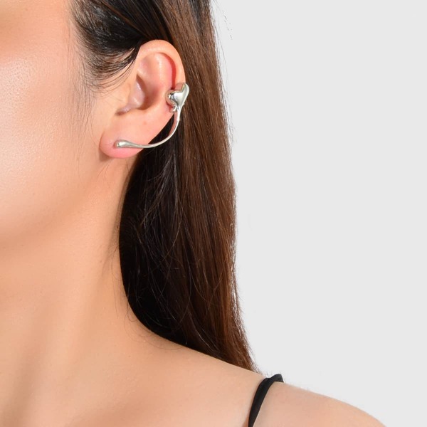 

1pc Heart Decor Ear Climber, Silver