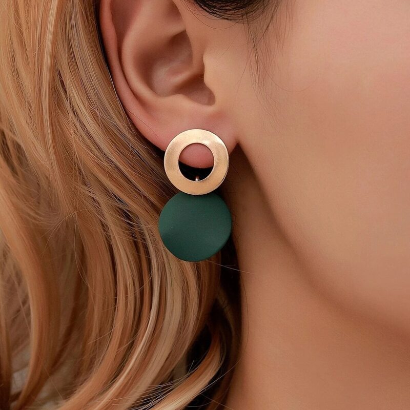 

Colorblock Drop Earrings, Dark green