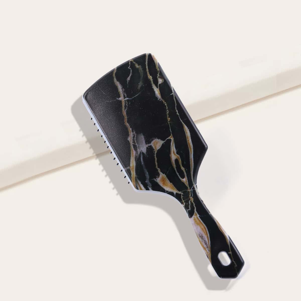 

1pc Marble Pattern Hair Brush, Black