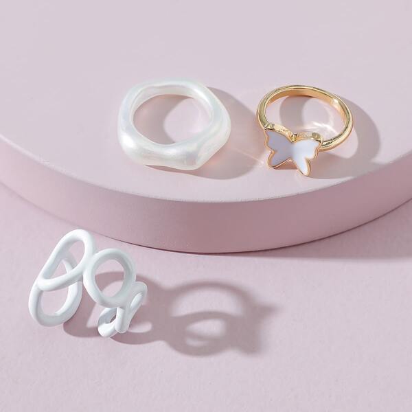 

3pcs Butterfly Decor Ring, Multicolor