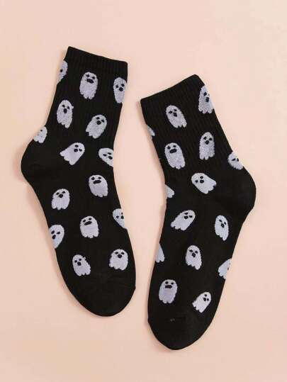 Halloween Geister Muster Crew Socken, Herbst
