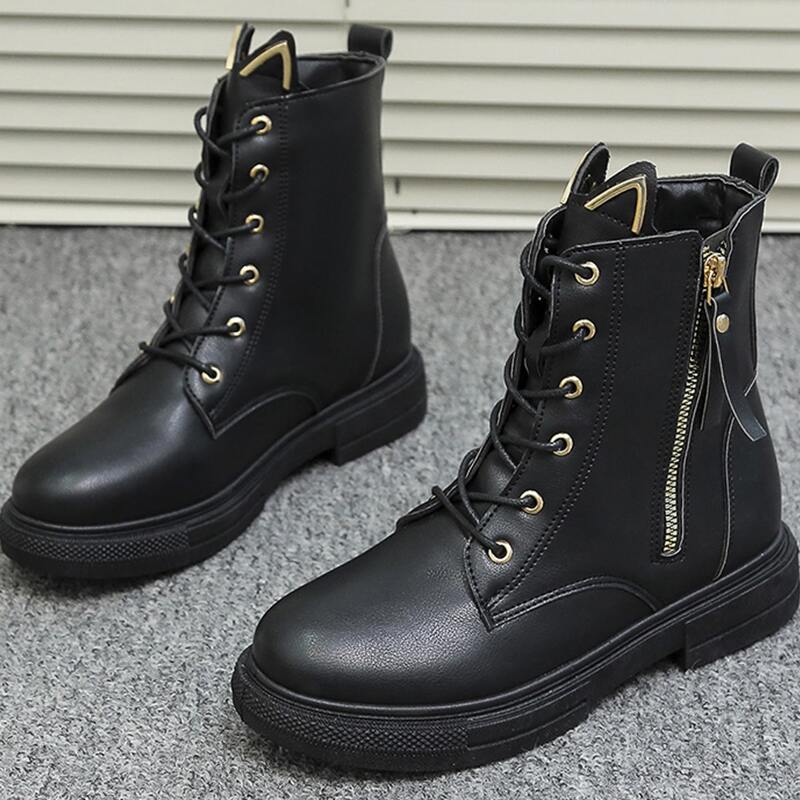 

Side Zipper Combat Boots, Black