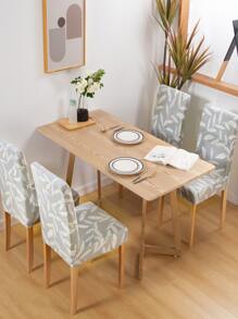 1pc Leaf Print Stretchy Chair Cover, Modern Polyester Leaf Print Dining Chair Slipcover For Household - Multicolor - View 5