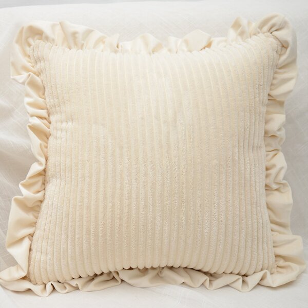 

Plain Ruffle Cushion Cover Without Filler, Beige