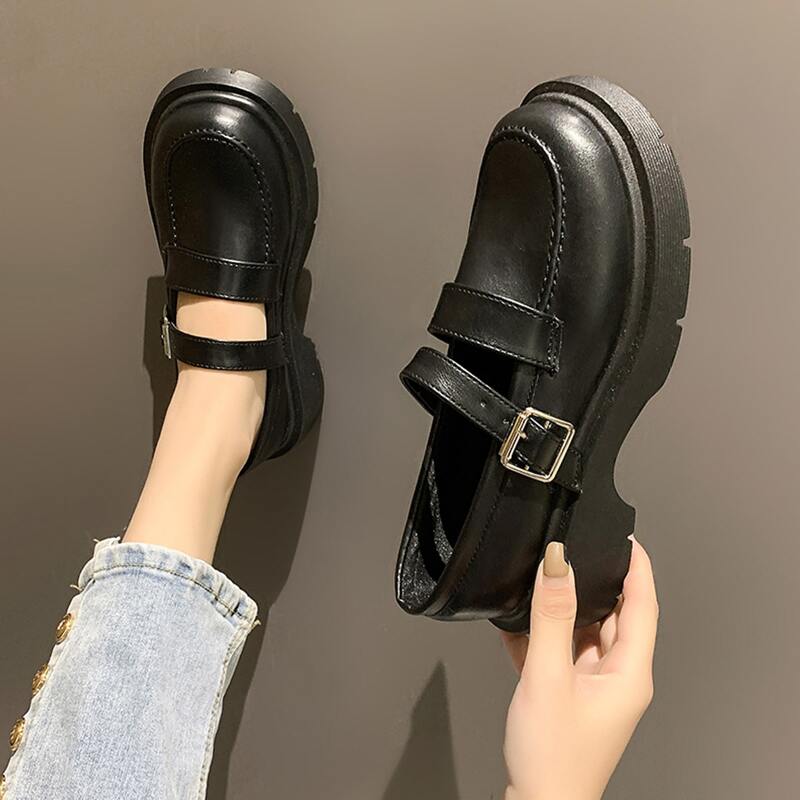

Buckle Decor Platform Shoes, Black