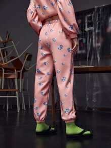 NIKYA Joggers de talle alto con estampado de diamante