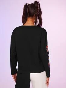 SHEIN Unity Figure & Letter Graphic Tee - Black - View 3