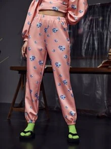 NIKYA Joggers de talle alto con estampado de diamante