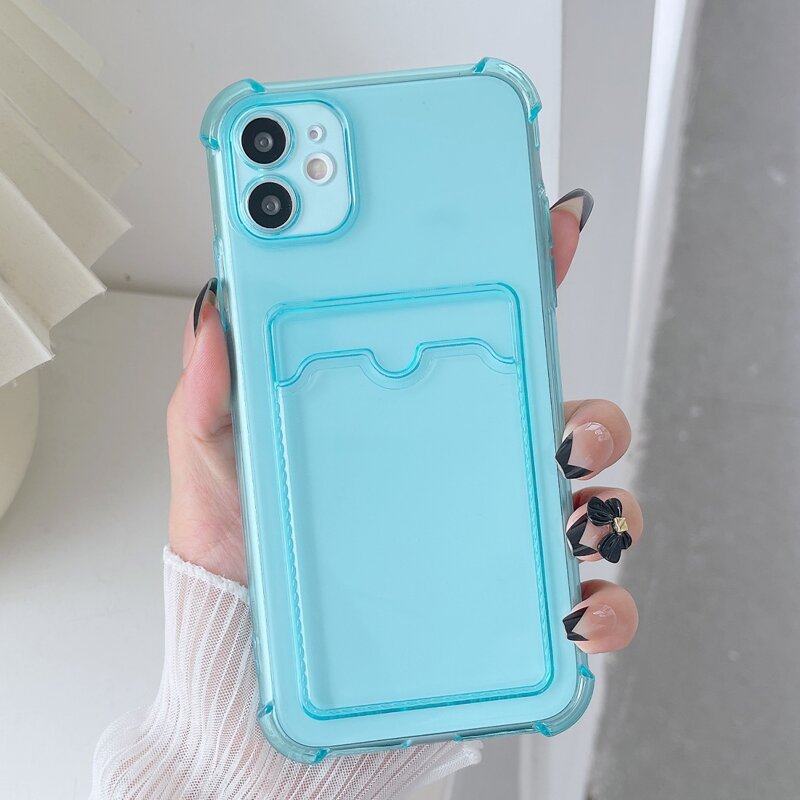 

Clear Phone Case With Card Slot, Blue