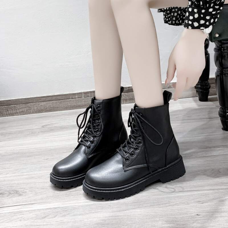

Lace-up Front Combat Boots, Black