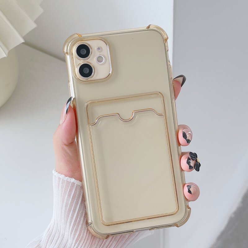 

Clear Phone Case With Card Slot, Brown