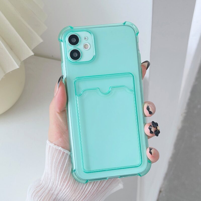 

Clear Phone Case With Card Slot, Green