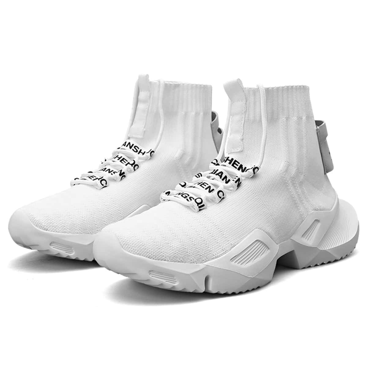 

Guys Knit Detail Letter Graphic Sneakers, White