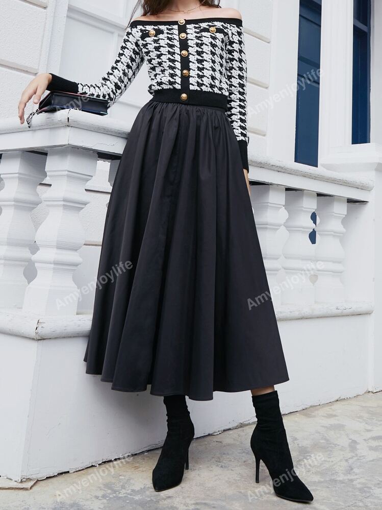 Jupe évasée taille haute sale