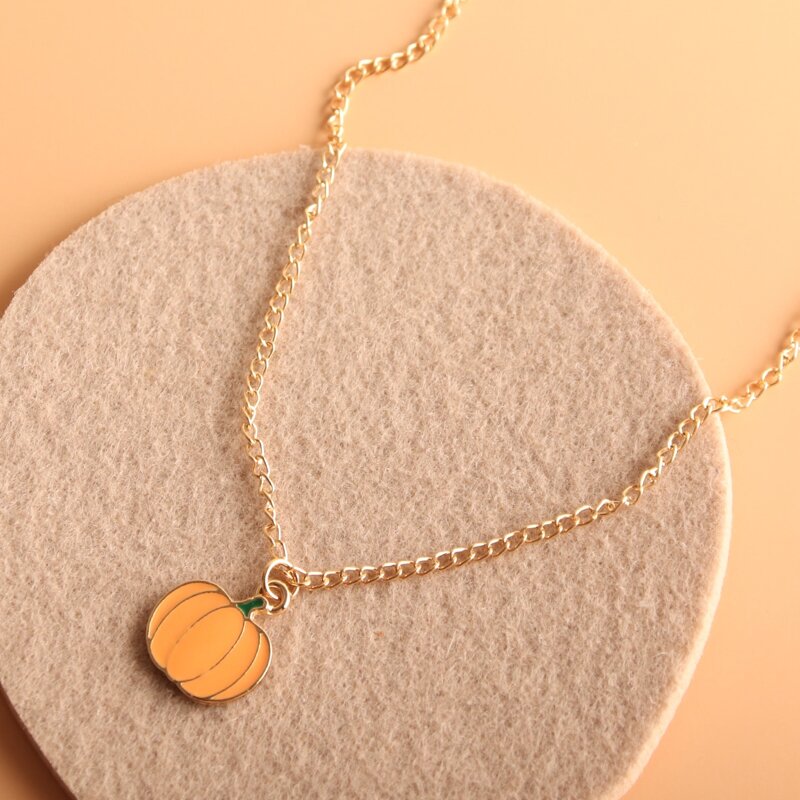 

Pumpkin Pendant Chain Necklace, Yellow