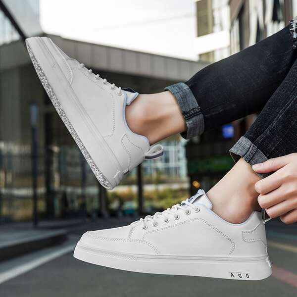 

Men Lace Up Front Skate Shoes, White