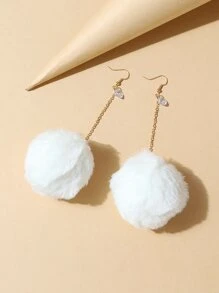 Bông tai thả Pom Pom - trắng - Xem 3