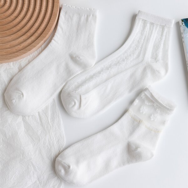 

3pairs Minimalist Crew Socks, White