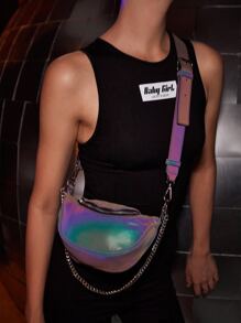 Bolso bandolera con diseño de cadena - Gris - Ver 1