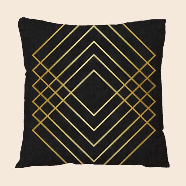 

Geometric Pattern Cushion Cover Without Filler, Black