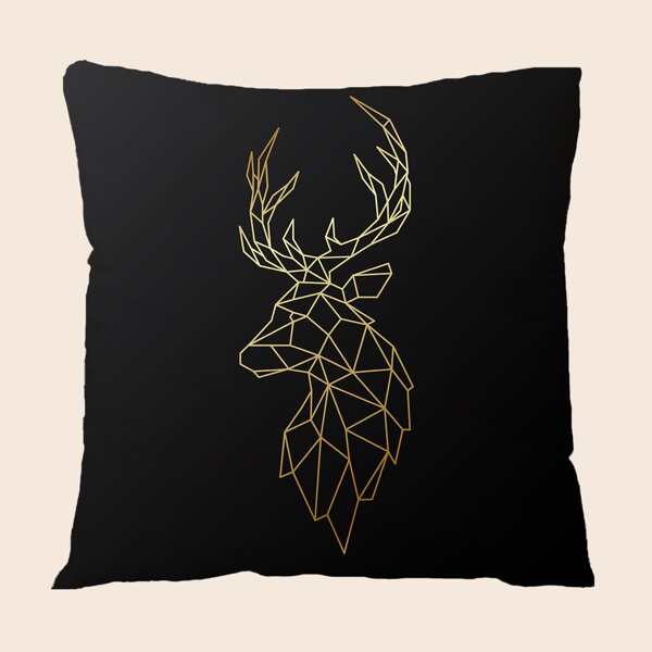 

Elk Print Cushion Cover Without Filler, Black
