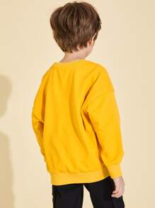 Áo nỉ Trai Hoạt hình Lá thư Giải trí - Màu vàng - Xem 2