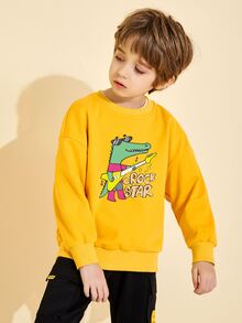 Áo nỉ Trai Hoạt hình Lá thư Giải trí - Màu vàng - Xem 3