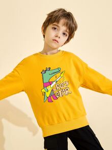 Áo nỉ Trai Hoạt hình Lá thư Giải trí - Màu vàng - Xem 4