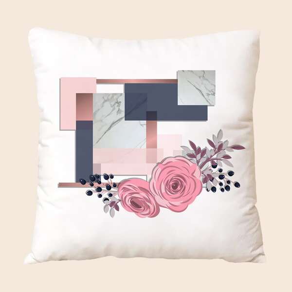 

Flower Print Cushion Cover Without Filler, Multicolor