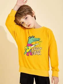 Áo nỉ Trai Hoạt hình Lá thư Giải trí - Màu vàng - Xem 5