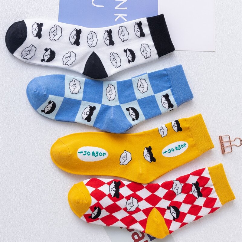 

4pairs Cartoon Figure Graphic Socks, Multicolor