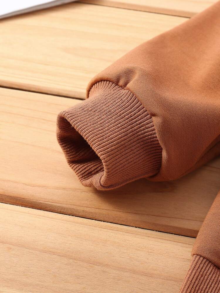 Young Boys Letter Graphic Contrast Sweatshirt - Brown - View 3