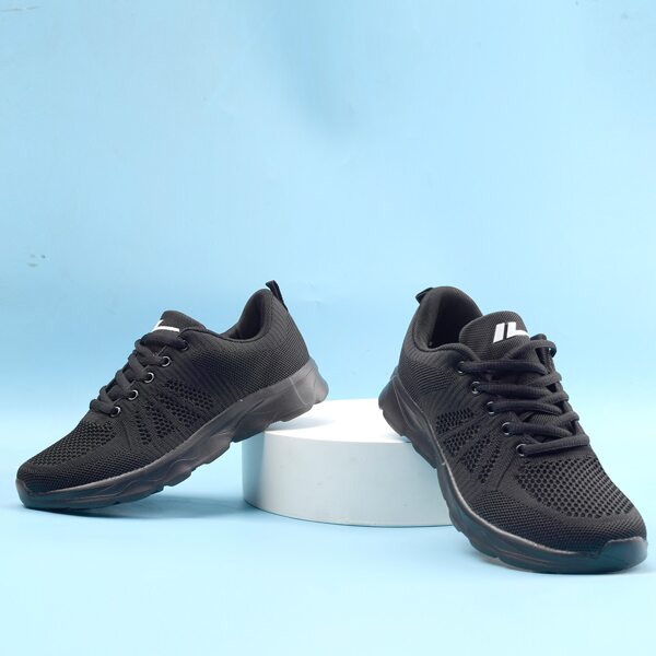 

Breathable Lace-up Front Running Shoes, Black