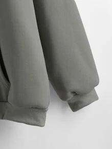 SHEIN LUNE Sudadera con capucha con cordón con cremallera unicolor - Gris Oscuro - Ver 3