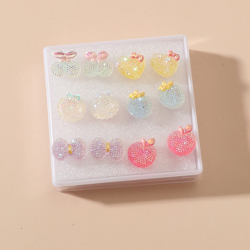 

6pairs Fruit Stud Earrings, Multicolor
