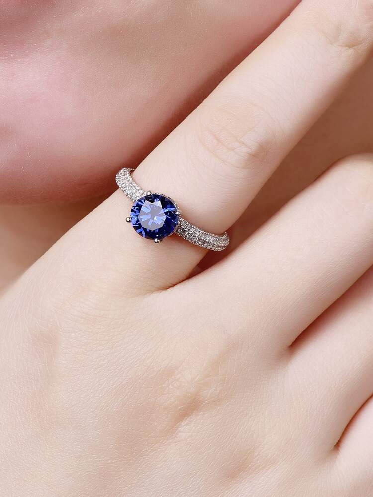 方晶鋯石裝飾戒指適合女士適合派對宴會婚禮 - 彩色 - 查看 2