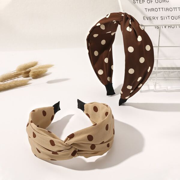 

2pcs Polka Dot Headband, Multicolor