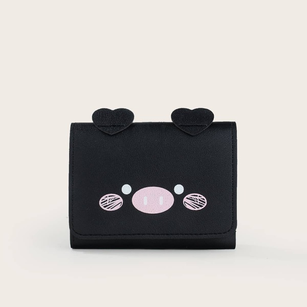 

Cartoon Graphic Small Wallet, Black
