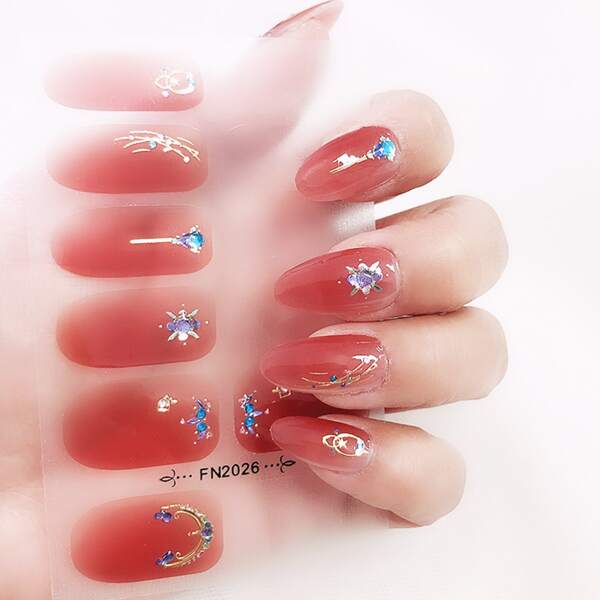 

1sheet Rhinestone Decor Nail Art Sticker & 1pc Nail File, Multicolor